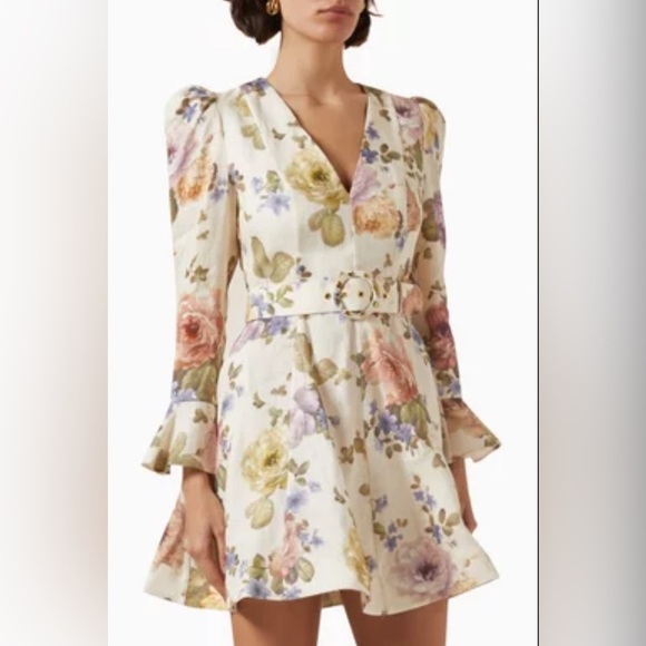 NWT Zimmermann Luminosity Cream Multi Color Mini Dress | sz Zim 0 / XS / 2-4 - Picture 3 of 11